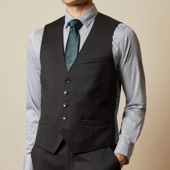 Ted Baker Debonair Wool Waistcoat Black Cream 44R